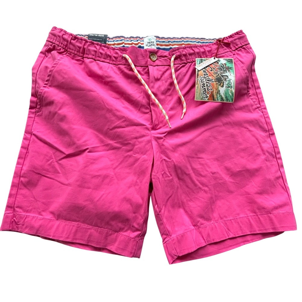 Free Planet Stretch Twill Shorts Mens 36 W 7.5 XL Pink NWT Drawstring Coastal